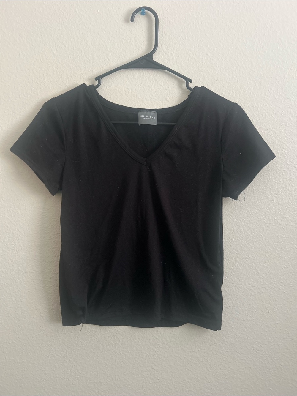 Olivia Rae Black V-Neck Short Sleeve Tee Womens Size Medium